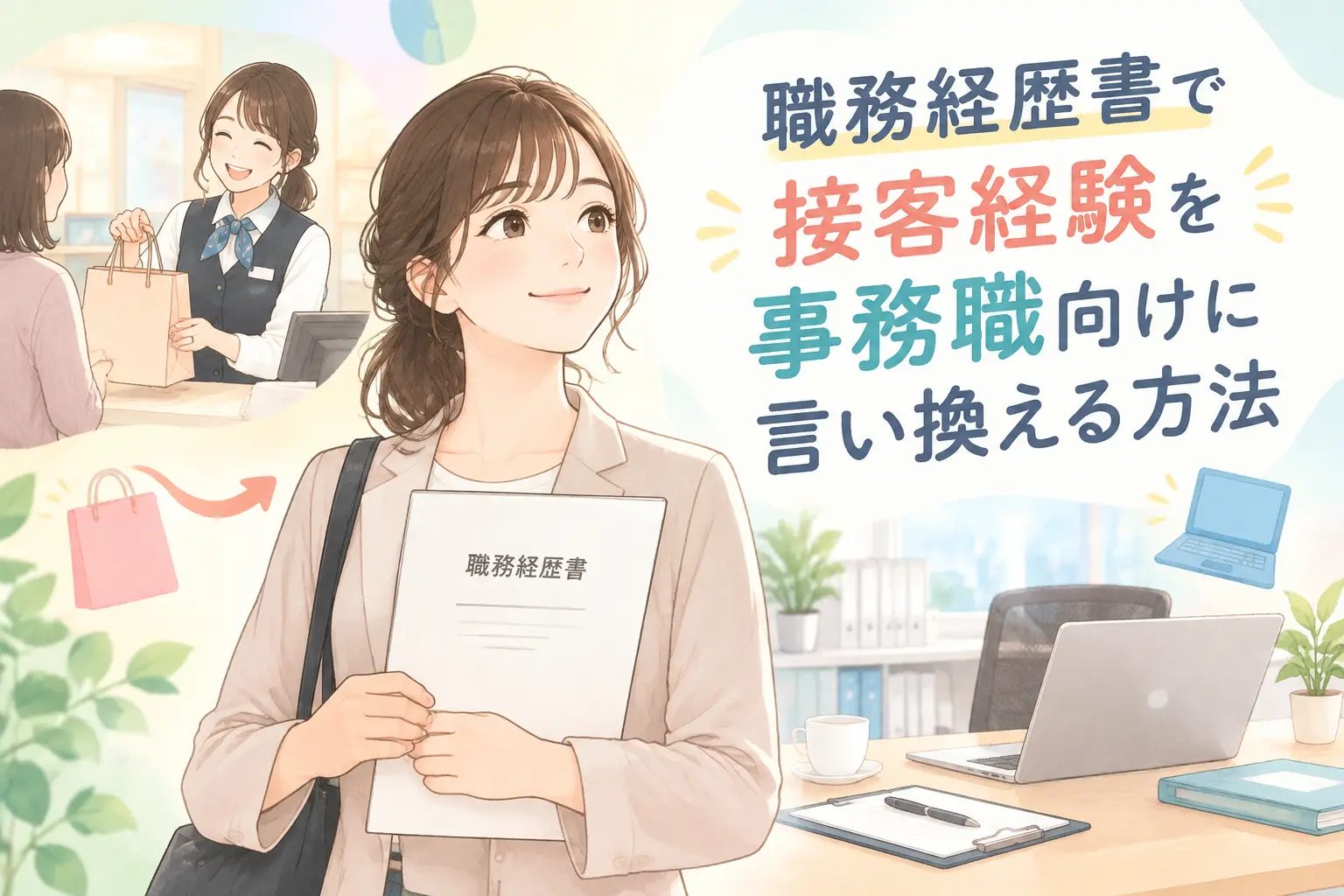 接客経験を事務職向けに整理する女性