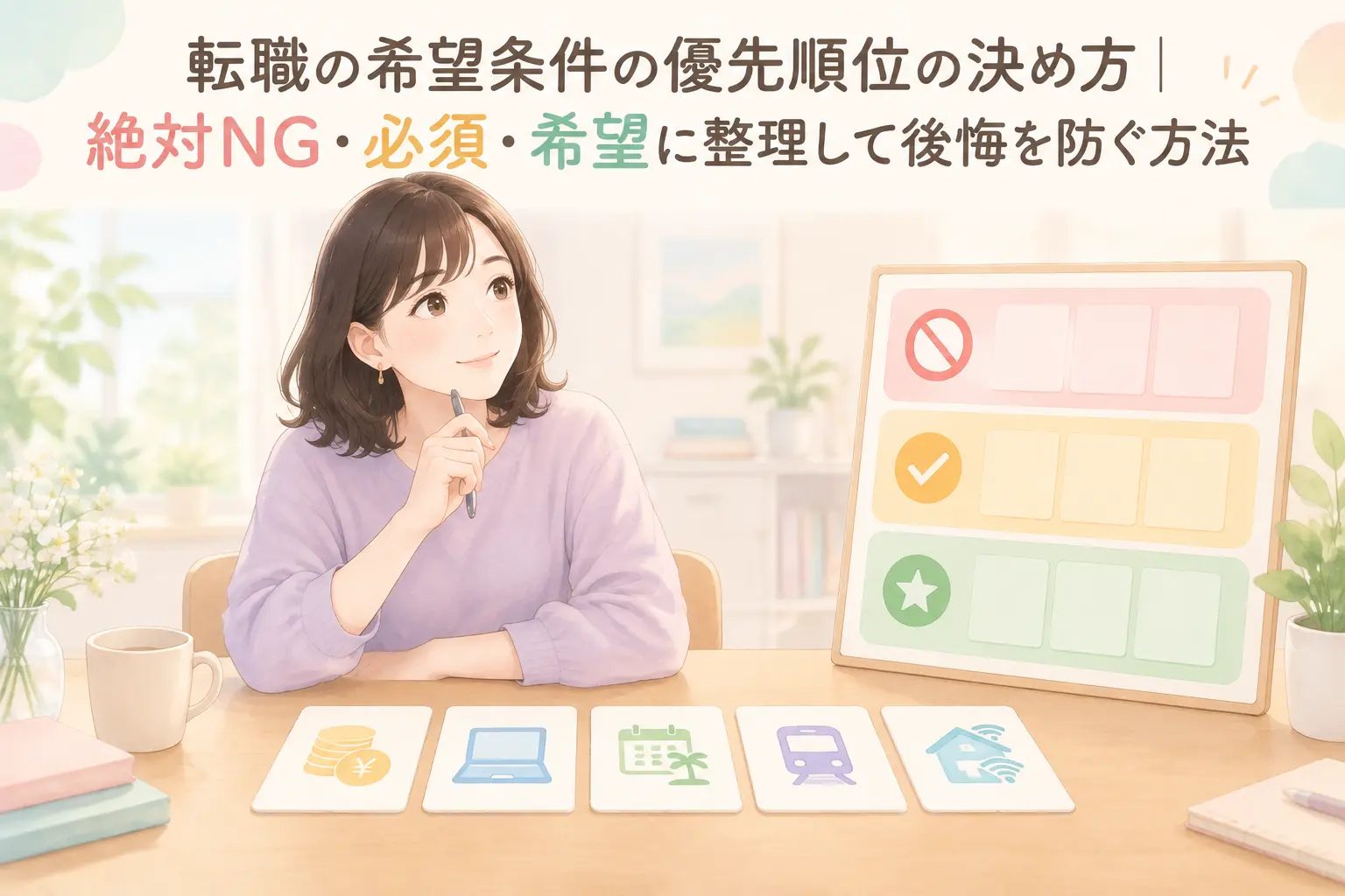 転職条件を整理する女性