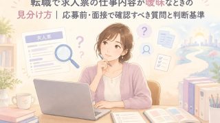 曖昧な求人票を確認する女性