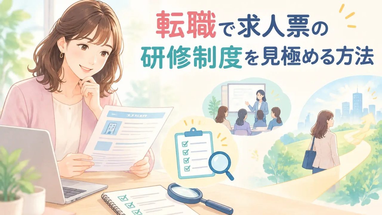 求人票の研修制度を確認する女性
