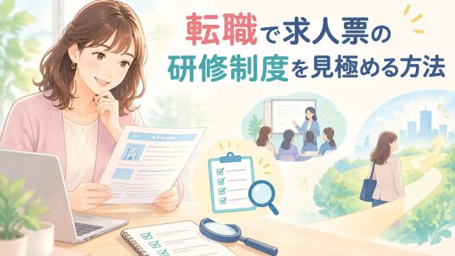 求人票の研修制度を確認する女性